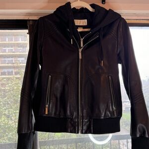 Michael Kors Leather Jacket with removable hood